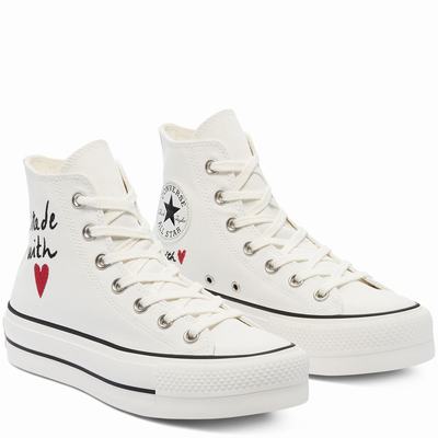 Női Converse Love Thread Platform Chuck Taylor All Star Magasszárú Cipő CO2379846 Fehér/Bézs